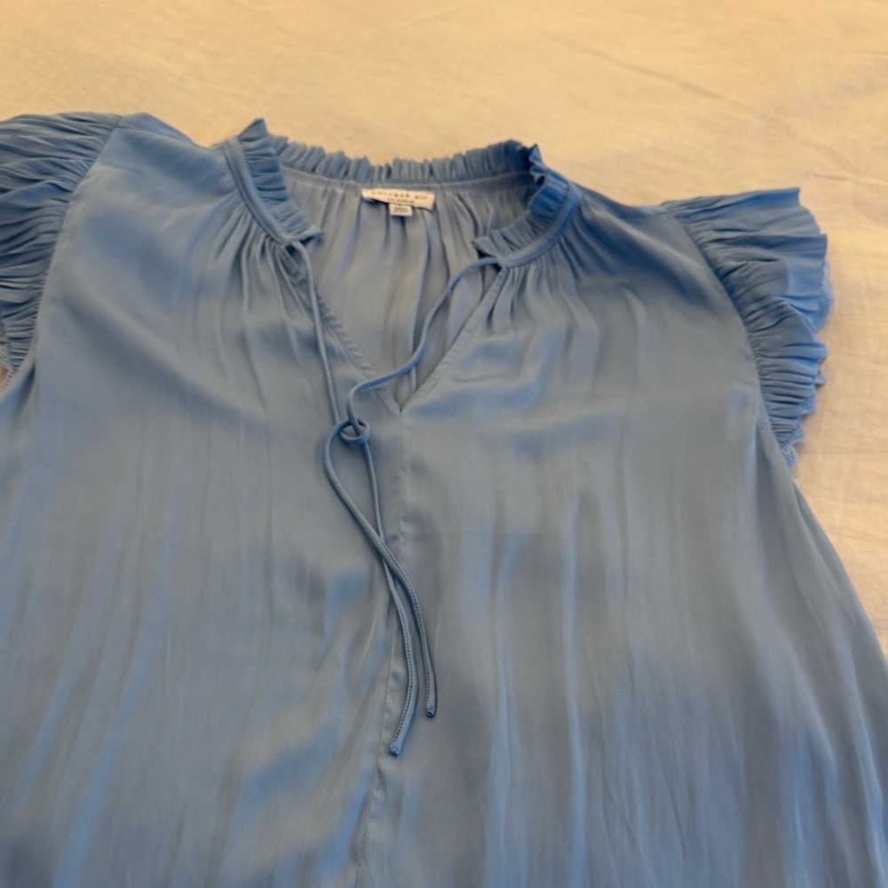 Current Air Light Blue Ruffle Blouse
